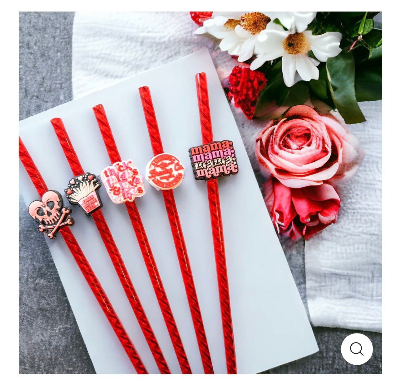 Valentines straw charms
